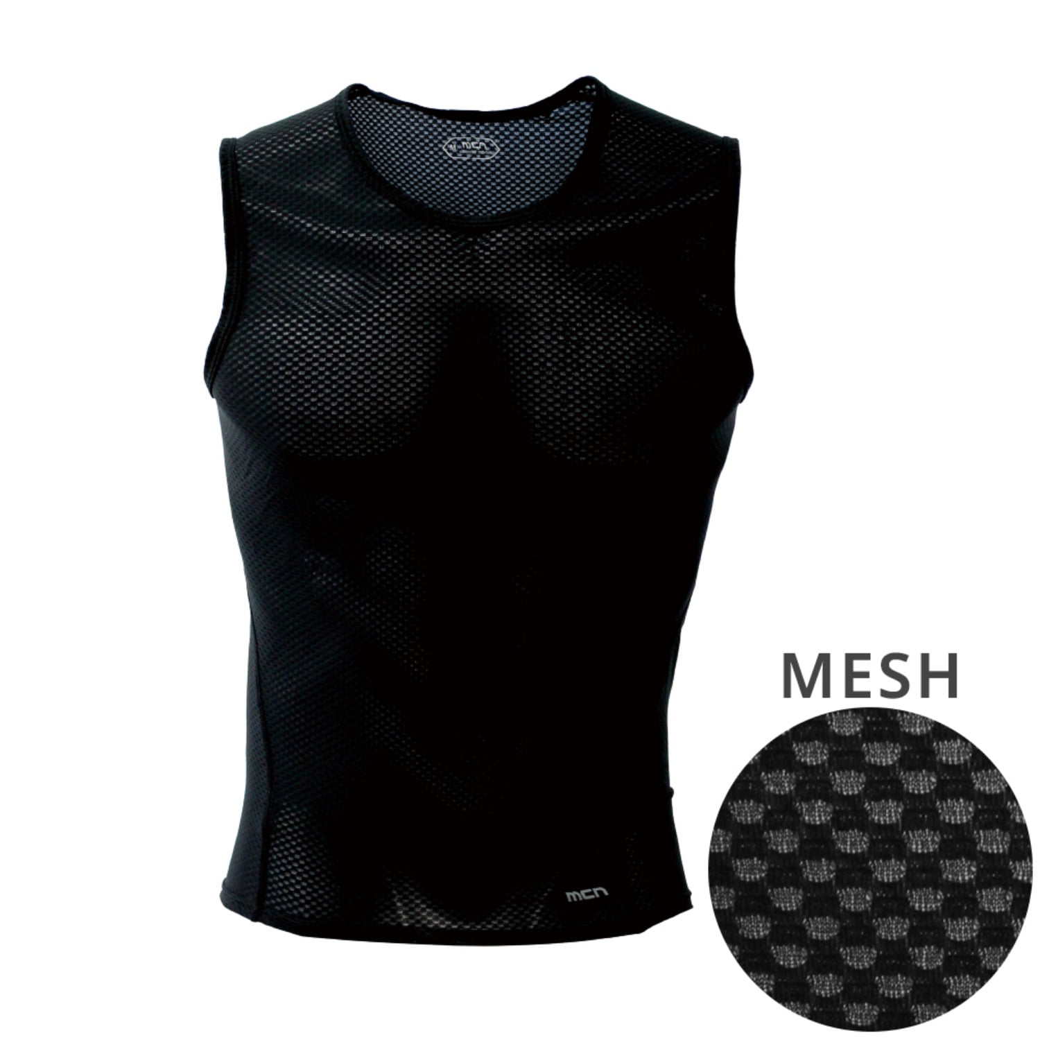 MCN 쿨 매쉬 민소매 나시 티셔츠 블랙 스포츠이너웨어