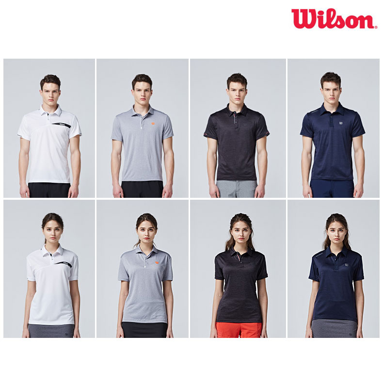 윌슨 남성 여성 스포츠 운동 기능성 카라 반팔 티셔츠